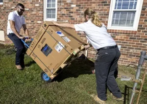 Five Star Services team performing an air conditioning installation at a residential property in Richmond, VA, ensuring efficient cooling solutions.